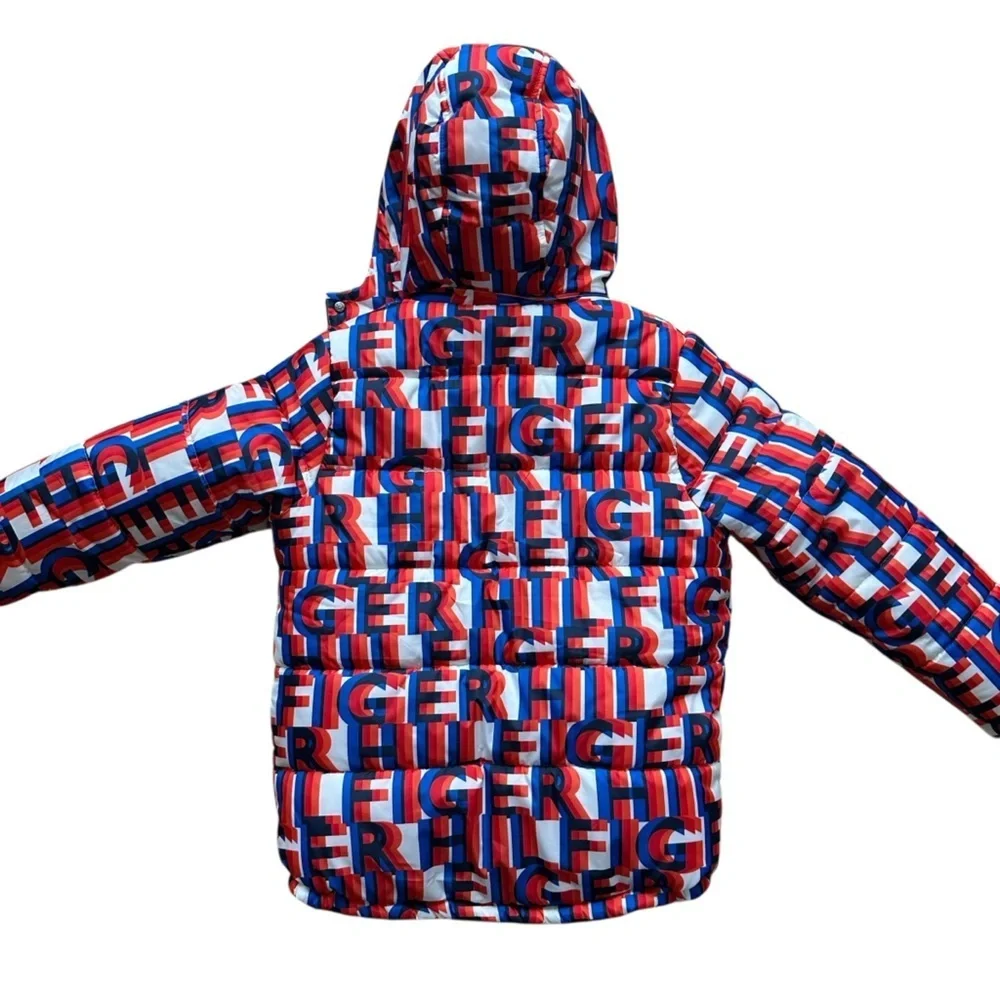 Tommy Hilfiger Boys Logo Print Insulated Hooded Puffer Jacket L 14-16